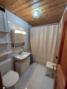 波斯基亚沃Casa Lalla affittasi nel centro di Poschiavo的浴室配有白色卫生间和盥洗盆。