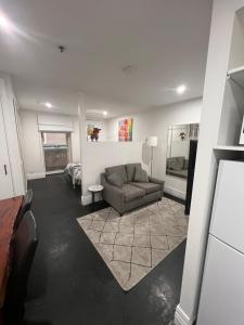 墨尔本Flinders Lane Apartments的带沙发和地毯的客厅