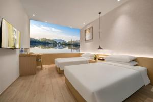 杭州杭州火车东站钱唐嘉客酒店的湖景客房 - 带2张床