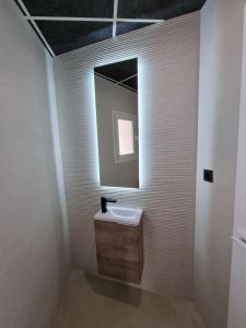 利纳雷斯Casa Casco Antiguo的一间带水槽和镜子的浴室