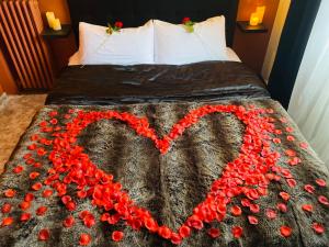 普瓦西Exotic spa的红花制成的心床