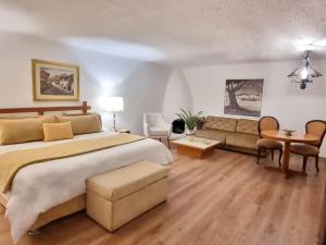 利马Antara Hotel & Suites - Miraflores的一间大卧室,配有一张大床和一张沙发