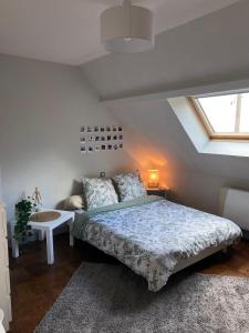 热夫雷尚贝尔坦La Gibriaçoise的一间卧室设有一张床和一个窗口