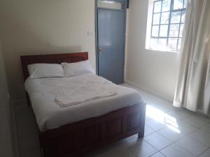 埃尔多雷特Trans-Africa equator hotel的一张位于带窗户的房间的床