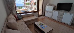 帕莫瑞Cozy apartment with sea view的带沙发和平面电视的客厅