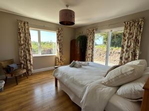 MonkstownThe Lodge, Monkstown的卧室设有白色大床和窗户。
