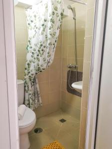 科英布拉Cantinho da Susana的一间带卫生间和淋浴的小浴室