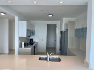 普拉亚伯尼塔村17E Beautiful 2-Bedroom Ocean View Apartment的厨房配有水槽和不锈钢冰箱