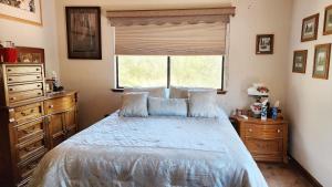 奥克赫斯特Yosemite Mountain Retreat的一间卧室设有一张大床和一个窗户。