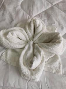 Ban Pak PhunNST Boutique เอ็นเอสทีบูทีค的床上的白色毛巾