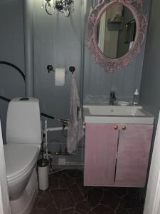 莫斯Privat soverom的一间带卫生间、水槽和镜子的浴室