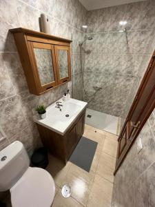 维辛达里奥NIVARIA SUITE的浴室配有卫生间、盥洗盆和淋浴。