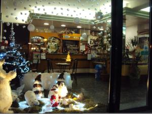 Bastardo达尼酒吧-酒店的窗户上装有圣诞灯的商店