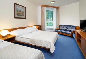 哈拉霍夫斯沃诺斯特健康酒店的酒店客房设有两张床和电视。