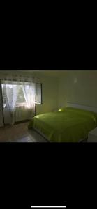 San Polo MateseIezza Residence的一间卧室设有一张绿色的床和一个窗户。