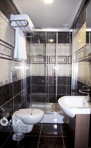 伊斯坦布尔金笔酒店的一间带水槽、卫生间和淋浴的浴室