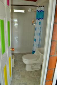 TrujilloCasa del Bosque的一间带卫生间和淋浴的浴室