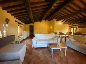 马拉迪Agriturismo Popolano Di Sotto的客厅配有白色的沙发和桌子