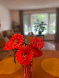 米西索加Glengarry Haus Home Away From Home的一张桌子上一束红花