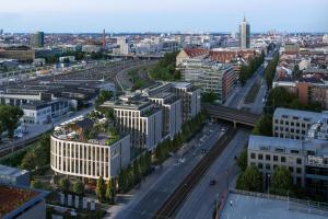 慕尼黑Munich Marriott Hotel City West的城市空中景观和建筑
