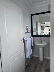 德班14 on Braemar的白色的浴室设有水槽和镜子