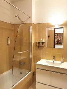 锡尼什Gustavo's Place的带淋浴和盥洗盆的浴室