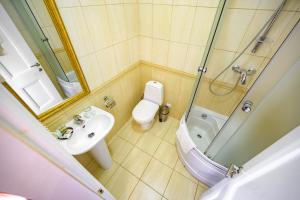 敖德萨戈斯廷尼德沃尔酒店的浴室配有卫生间、盥洗盆和淋浴。