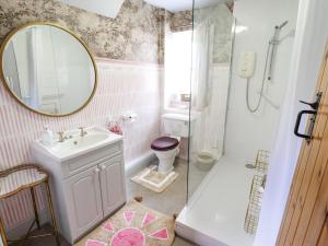 诺丁汉The Waggon Shed的一间带水槽、淋浴和镜子的浴室
