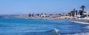 宏达海滩Casa Sun & Sea的一片蓝水海滩,一片棕榈树