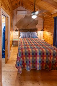 Bean StationCherokee Lake Rental的小木屋内一间卧室,配有一张床