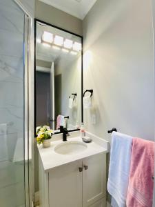 里士满Home sweet home的一间带水槽、淋浴和镜子的浴室