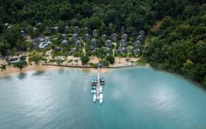 阁遥岛TreeHouse Villas - Adults Only的享有湖面码头的空中景致