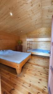 GrądzkieJ&L GRADZKIE的小木屋内带两张床的房间