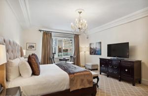 纽约荷兰雪梨酒店的一间卧室配有一张大床和一台平面电视