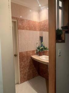 洛哈Mini suite的一间带水槽和镜子的浴室