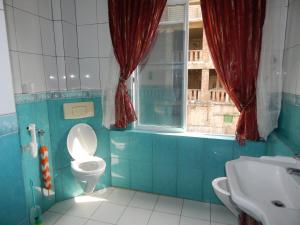 贝鲁沃勒Blue pearl的一间带卫生间、水槽和窗户的浴室