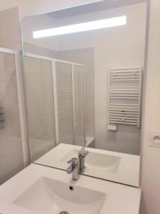 塞尔吉Grande Chambre Neuve Parking prive Cergy RER的白色的浴室设有水槽和镜子