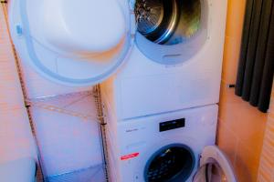 拉迪斯波利Old Style by the sea, Ladispoli, Rome的洗衣房内配有洗衣机和洗衣机