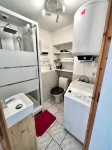 RenageLe Clocher de Leonie by LPNL的一个带水槽和洗衣机的小厨房