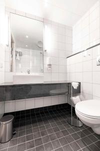阿瓦尔斯内斯豪格松机场丽笙公园酒店的一间带卫生间、水槽和镜子的浴室
