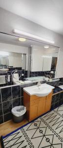 德罗赫达Fox Lodge的一间带水槽和大镜子的浴室