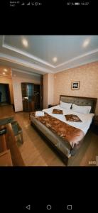 阿克托比Royal_hotel_hostel的一间卧室,卧室内配有一张大床