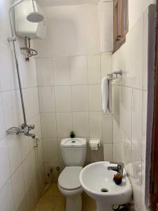 达累斯萨拉姆GOLDEN TASTE REST HOUSE的一间带卫生间和水槽的小浴室