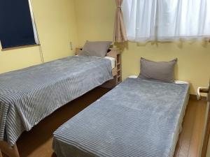 KoshigoeMarine House - Vacation STAY 77620v的带电视的小型客房中的两张床