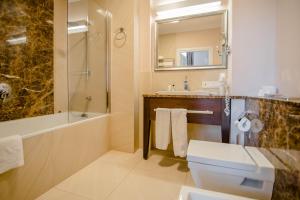 奥尔什丁Villa Garden Dyplomat的浴室配有卫生间、盥洗盆和淋浴。