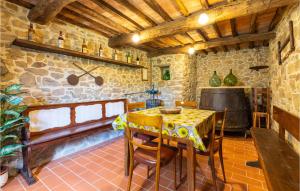 MarlianaLovely Home In Marliana With Wifi的一间带桌椅和炉灶的用餐室