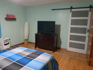 DryforkScenic Solitude的一间卧室配有一张床和一台平面电视