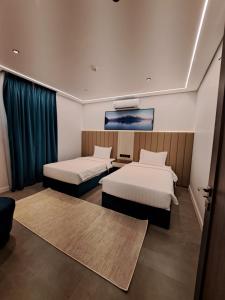 海米斯穆谢特شاليهات راف的一间酒店客房,设有两张床和电视