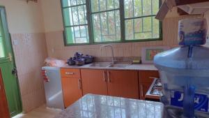 基加利Hostelito Room的厨房配有水槽、洗碗机和柜台。