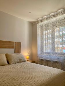 阿雷纳斯德圣佩德罗Edulis 2的一间卧室设有一张大床和一个窗户。